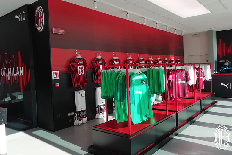 Official AC Milan merchandising at Casa Milan