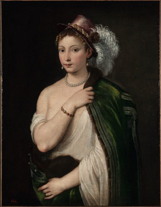 TIZIANO e l’immagine della donna, Palazzo Reale Milano - Tiziano, Young woman with feathered hat (1534-1536 ca.), Saint Petersburg, Hermitage Museum