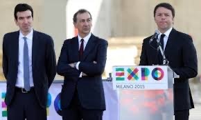 Beppe Sala at the opening of Expo Milano 2015 as CEO with Prime Minister Matteo Renzi (right)