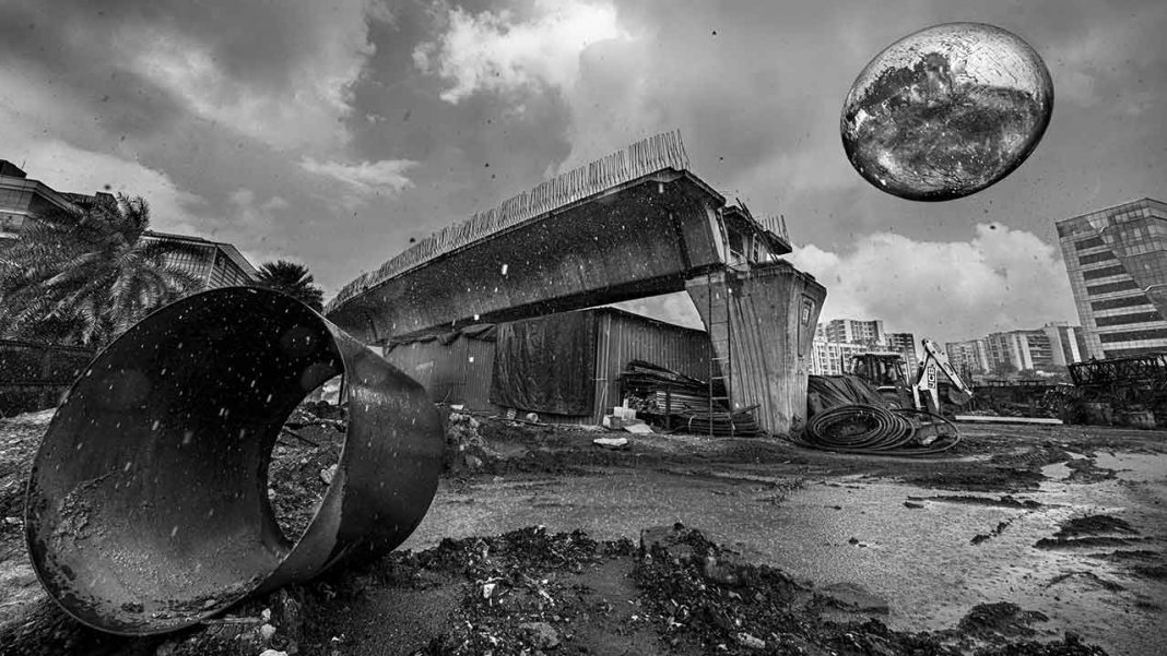 Max Vadukyl, Concrete Construction of the Metro Connection in Bandra-Kirla. Complex,Mumbai, India. ©Ph. Max Vadukul